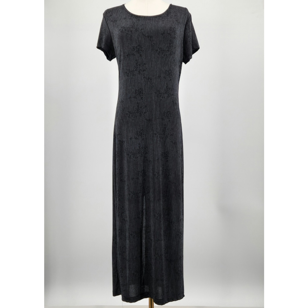 Long, fitted dress stretch jersey slight sheen Bodycon Maxi Minimalist Comfy L